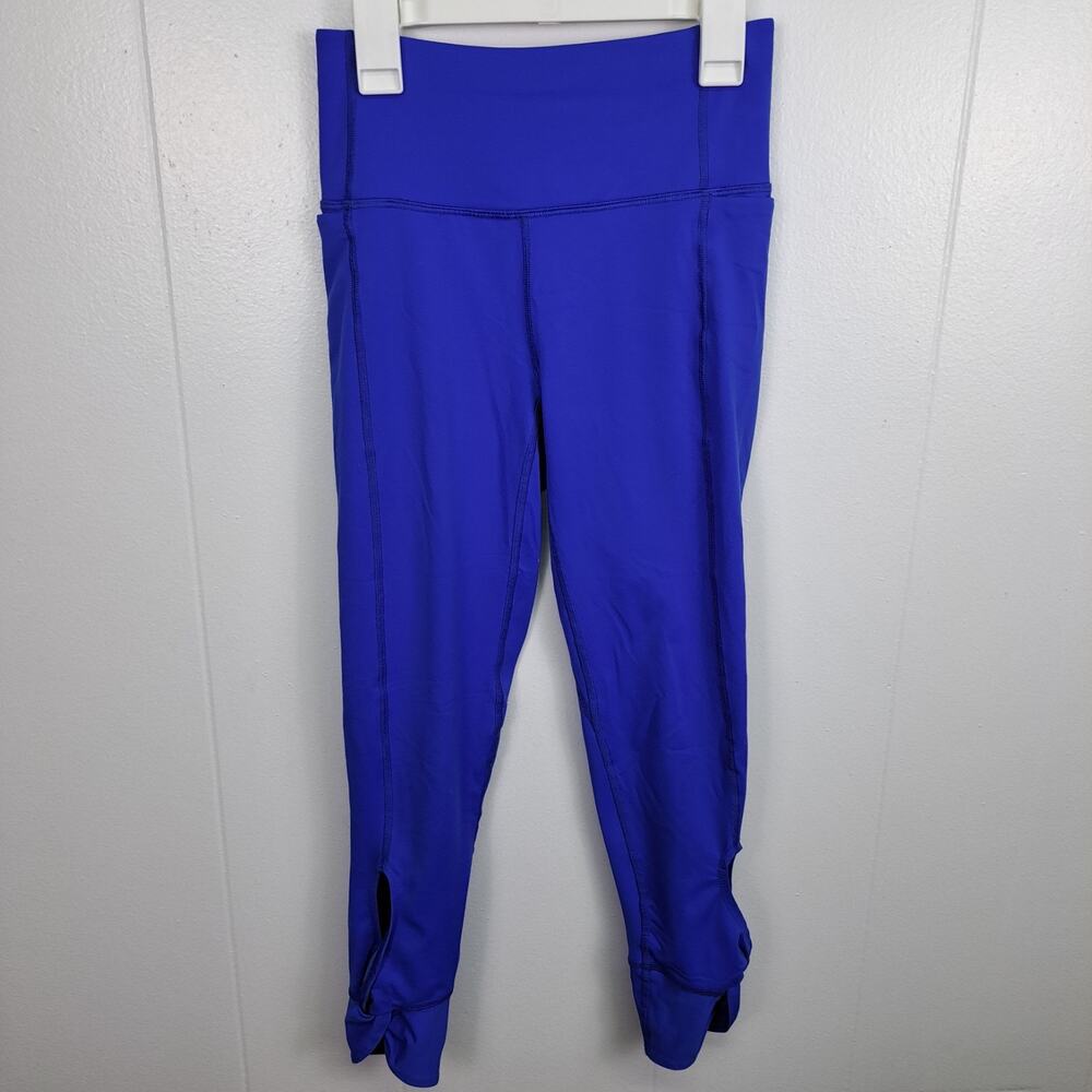 Under Armour Leggings XS Blue Fitted Workout Pants Pockets‎ Ankle Slit